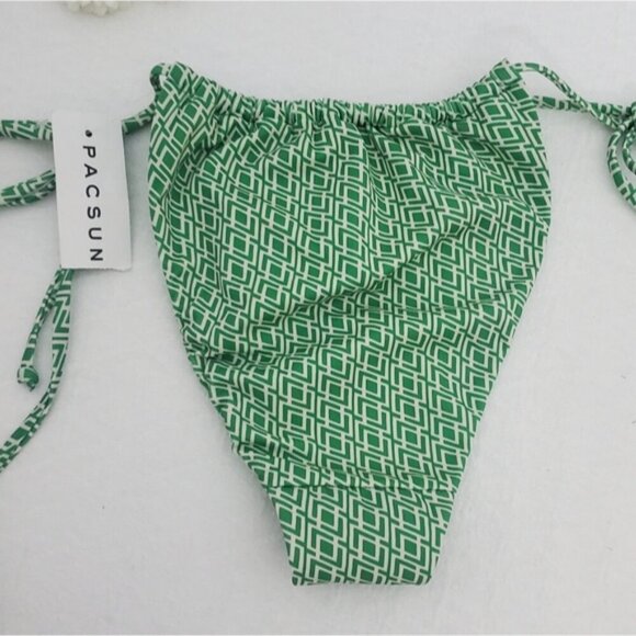 PACSUN Green "Darla" Retro Style Curtain Tie Side Bikini Bottom NWT - Picture 6 of 10